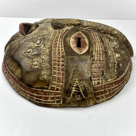 Hand Carved African Wood Mask Wall Art - Picture 7 of 9